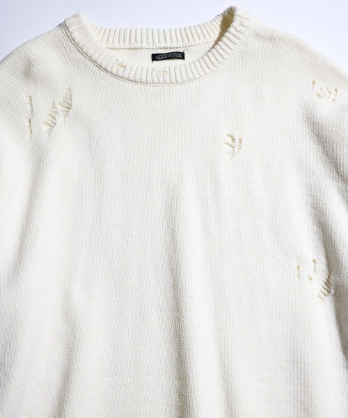 SUNNY  SPORTS（サニースポーツ）の「【SUNNY SPORTS 　サニースポーツ】WORN-OUT CREW SWEATER　ダメージスウェット（ニット/セーター・メンズ・ブラック/ブルー系/ホワイト・LARGE/MEDIUM）」の15枚目の写真