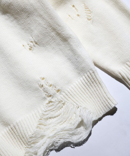 SUNNY  SPORTS（サニースポーツ）の「【SUNNY SPORTS 　サニースポーツ】WORN-OUT CREW SWEATER　ダメージスウェット（ニット/セーター・メンズ・ブラック/ブルー系/ホワイト・LARGE/MEDIUM）」の19枚目の写真