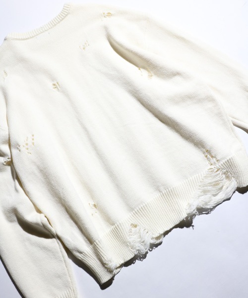 SUNNY  SPORTS（サニースポーツ）の「【SUNNY SPORTS 　サニースポーツ】WORN-OUT CREW SWEATER　ダメージスウェット（ニット/セーター・メンズ・ブラック/ブルー系/ホワイト・LARGE/MEDIUM）」の22枚目の写真