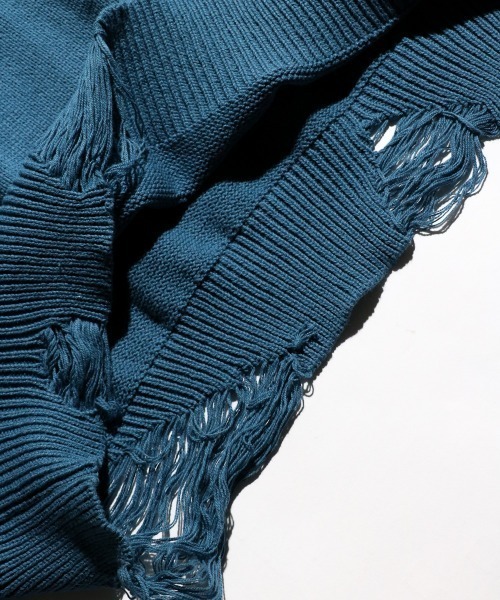 SUNNY  SPORTS（サニースポーツ）の「【SUNNY SPORTS 　サニースポーツ】WORN-OUT CREW SWEATER　ダメージスウェット（ニット/セーター・メンズ・ブラック/ブルー系/ホワイト・LARGE/MEDIUM）」の10枚目の写真