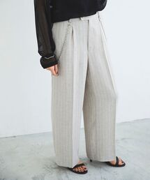 le.coeur blanc | リネンライクストライプタックワイドパンツ(その他パンツ)