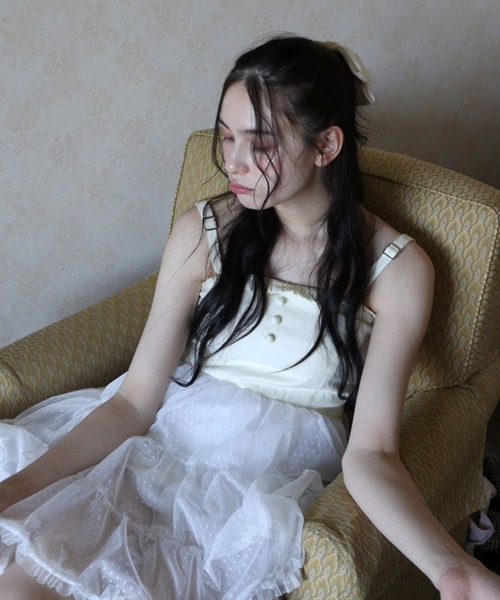 TITTY&CO.（ティティーアンドコー）の「チュールフリルキャミミニワンピース（ワンピース・レディース・ライトグレー/ピンク/アイボリー/ブラック・SMALL/MEDIUM）」の13枚目の写真