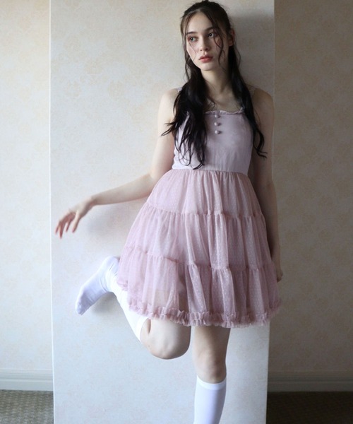 TITTY&CO.（ティティーアンドコー）の「チュールフリルキャミミニワンピース（ワンピース・レディース・ライトグレー/ピンク/アイボリー/ブラック・SMALL/MEDIUM）」の16枚目の写真