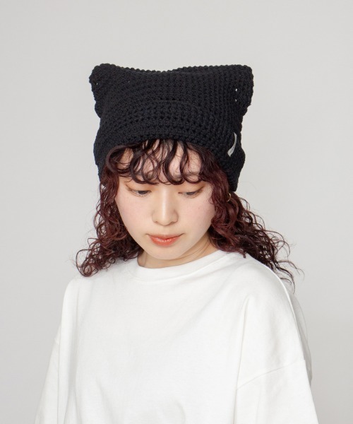 OVERRIDE(オーバーライド)の「OVERRIDE KNIT CROCHET CAT WATCH/猫耳ニット帽 / オーバーライド(ニットキャップ/ビーニー・レディース・ブラック/ブルー/ブラウン・57~59cm)」の19枚目の写真