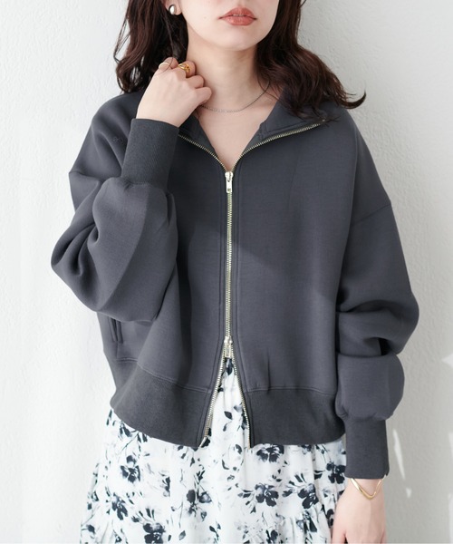 natural couture(ナチュラルクチュール)の「両ZIPダンボール2WAYブルゾン(ブルゾン・レディース・グレー/オフホワイト/スミクロ/グレイッシュベージュ・FREE)」の3枚目の写真