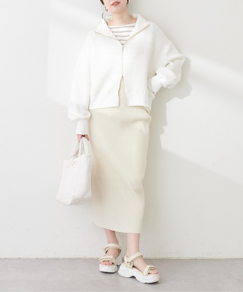 natural couture(ナチュラルクチュール)の「両ZIPダンボール2WAYブルゾン(ブルゾン・レディース・グレー/オフホワイト/スミクロ/グレイッシュベージュ・FREE)」の8枚目の写真