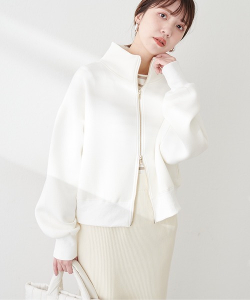 natural couture(ナチュラルクチュール)の「両ZIPダンボール2WAYブルゾン(ブルゾン・レディース・グレー/オフホワイト/スミクロ/グレイッシュベージュ・FREE)」の6枚目の写真