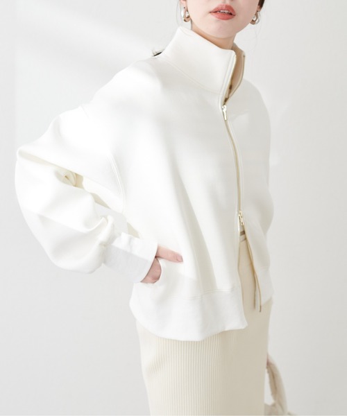 natural couture(ナチュラルクチュール)の「両ZIPダンボール2WAYブルゾン(ブルゾン・レディース・グレー/オフホワイト/スミクロ/グレイッシュベージュ・FREE)」の7枚目の写真