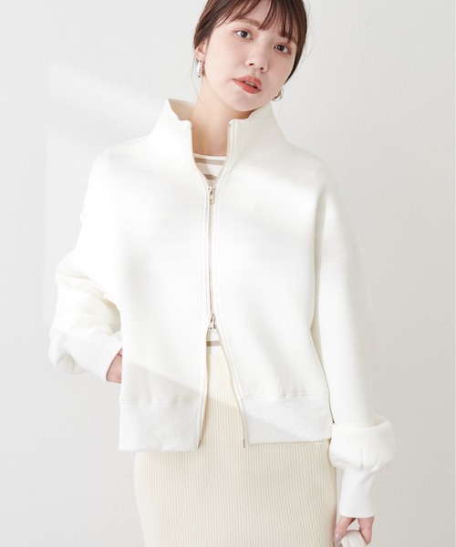 natural couture(ナチュラルクチュール)の「両ZIPダンボール2WAYブルゾン(ブルゾン・レディース・グレー/オフホワイト/スミクロ/グレイッシュベージュ・FREE)」の5枚目の写真