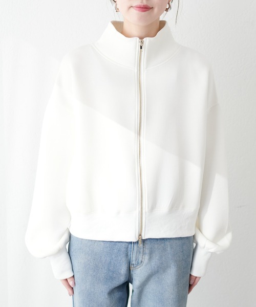 IS ジッパー付きブルゾン オフホワイト natural couture（ナチュラルクチュール）の「両ZIPダンボール2WAY