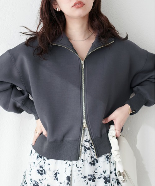 natural couture(ナチュラルクチュール)の「両ZIPダンボール2WAYブルゾン(ブルゾン・レディース・グレー/オフホワイト/スミクロ/グレイッシュベージュ・FREE)」の9枚目の写真
