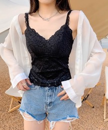 総レース キャミソール カップ付き