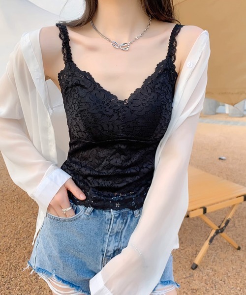 Miniministore(ミニミニストア)の「総レース キャミソール カップ付き(キャミソール・レディース・ブラック/ホワイト・FREE)」の5枚目の写真