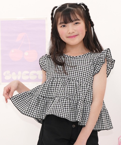 Bee des Bee（ビーデスビー）の「ノースリーブティアードトップス（タンクトップ・キッズ・ブラック系/イエロー/レッド/ライトブルー/ホワイト系その他/ホワイト系その他3/ベージュ/ホワイト系その他2・120cm/110cm/140cm/130cm/100cm/150cm）」の5枚目の写真