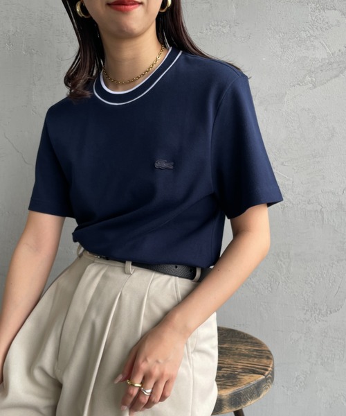 [LACOSTE/ラコステ] 配色リブライン 鹿の子Tシャツ LACOSTE（ラコステ）の「[LACOSTE/ラコステ] 配色リブライン 鹿の子T