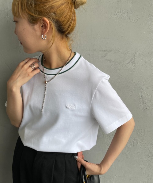 [LACOSTE/ラコステ] 配色リブライン 鹿の子Tシャツ LACOSTE（ラコステ）の「[LACOSTE/ラコステ] 配色リブライン 鹿の子T