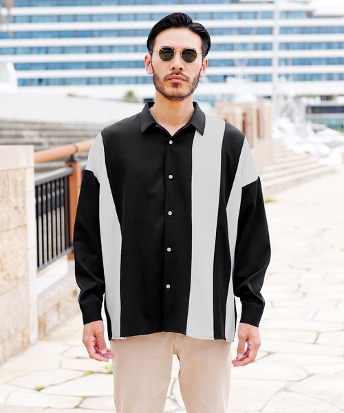 jiggys shop（ジギーズショップ）の「ランダムバイカラー ツイルシャツ モノトーン シック（シャツ/ブラウス・メンズ・ホワイト/ベージュ/ブラック・X-LARGE/LARGE/MEDIUM）」の14枚目の写真