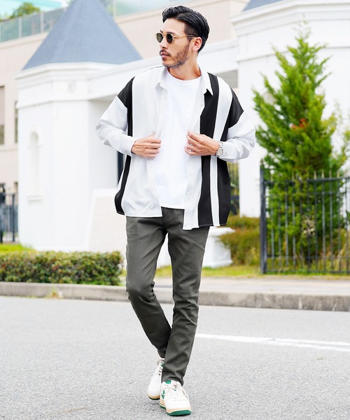 jiggys shop（ジギーズショップ）の「ランダムバイカラー ツイルシャツ モノトーン シック（シャツ/ブラウス・メンズ・ホワイト/ベージュ/ブラック・X-LARGE/LARGE/MEDIUM）」の7枚目の写真