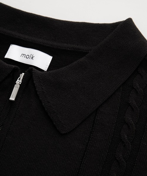 molk(モルク)の「【molk】ケーブルデザインハーフジップサマーニットポロ(ポロシャツ・メンズ・ライトグレー/ブラック/オリーブ・S/M/L)」の10枚目の写真