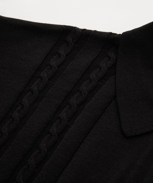 molk(モルク)の「【molk】ケーブルデザインハーフジップサマーニットポロ(ポロシャツ・メンズ・ライトグレー/ブラック/オリーブ・S/M/L)」の11枚目の写真
