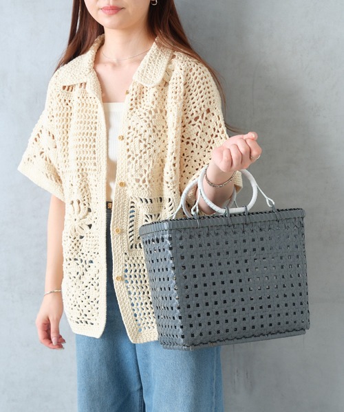 Actually（アクチュアリー）の「Lila Basket Mサイズ（かごバッグ・レディース・ホワイト/チャコールグレー・フリー）」の17枚目の写真