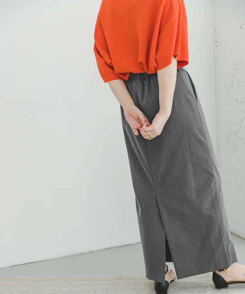 ITEMS URBANRESEARCH(アイテムズ アーバンリサーチ)の「ストライプロングスカート(スカート・レディース・ブラック/グレー・FREE)」の9枚目の写真