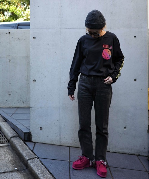 BEAVER（ビーバー）の「NIRVANA/ニルヴァーナ　GRADIENT HAPPY FACE L/S TEE　グラディエントスマイルロンT（Tシャツ/カットソー・メンズ・ブラック・M/XL）」の9枚目の写真