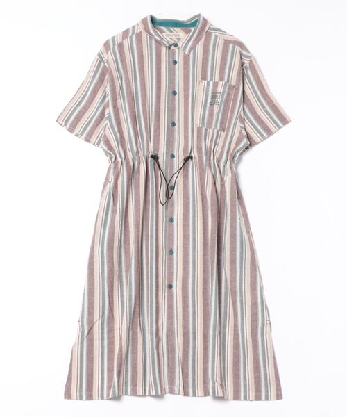 DOUBLE NAME（ダブルネーム）の「ストライプウエストドロスト半袖シャツワンピース（シャツワンピース・レディース・イエロー/レッド/ネイビー・FREE）」の11枚目の写真