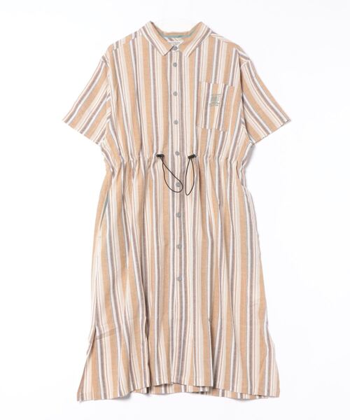 DOUBLE NAME（ダブルネーム）の「ストライプウエストドロスト半袖シャツワンピース（シャツワンピース・レディース・イエロー/レッド/ネイビー・FREE）」の12枚目の写真
