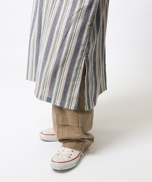 DOUBLE NAME（ダブルネーム）の「ストライプウエストドロスト半袖シャツワンピース（シャツワンピース・レディース・イエロー/レッド/ネイビー・FREE）」の15枚目の写真