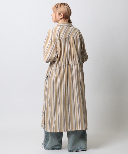 DOUBLE NAME（ダブルネーム）の「ストライプウエストドロスト半袖シャツワンピース（シャツワンピース・レディース・イエロー/レッド/ネイビー・FREE）」の10枚目の写真