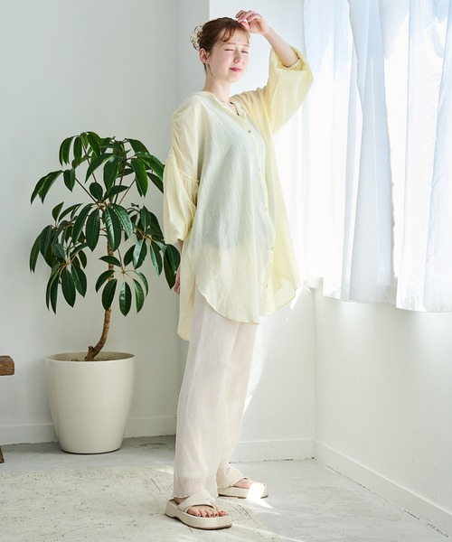 Crisp（クリスプ）の「クリンクルシアーパンツ（その他パンツ・レディース・アイボリー/ピンク・FREE）」の5枚目の写真