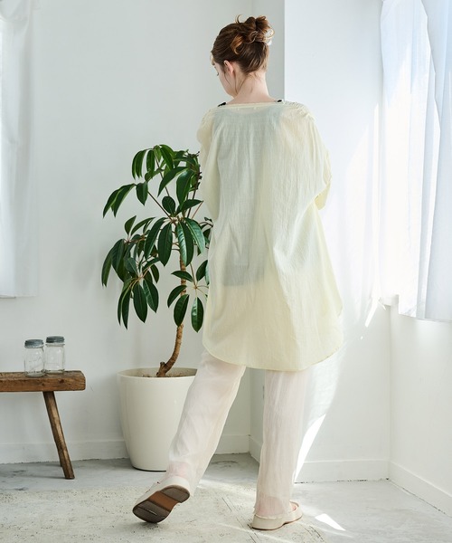 Crisp（クリスプ）の「クリンクルシアーパンツ（その他パンツ・レディース・アイボリー/ピンク・FREE）」の6枚目の写真