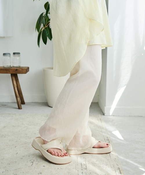 Crisp（クリスプ）の「クリンクルシアーパンツ（その他パンツ・レディース・アイボリー/ピンク・FREE）」の8枚目の写真