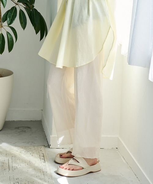 Crisp（クリスプ）の「クリンクルシアーパンツ（その他パンツ・レディース・アイボリー/ピンク・FREE）」の10枚目の写真