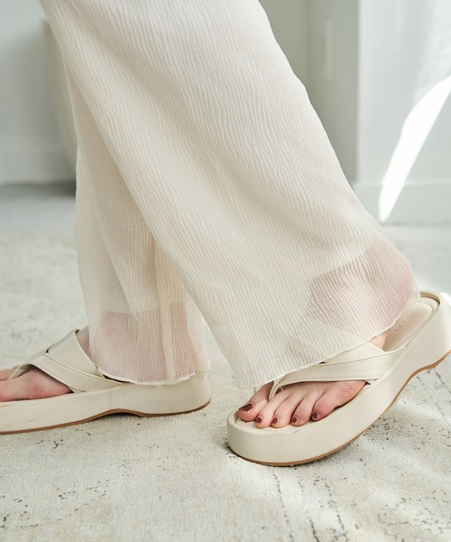 Crisp（クリスプ）の「クリンクルシアーパンツ（その他パンツ・レディース・アイボリー/ピンク・FREE）」の11枚目の写真