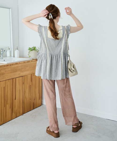 Crisp（クリスプ）の「クリンクルシアーパンツ（その他パンツ・レディース・アイボリー/ピンク・FREE）」の14枚目の写真