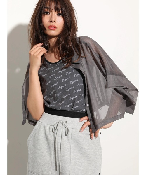 EGOIST（エゴイスト）の「EGOIST ロゴタンクトップ（タンクトップ・レディース・カーキ/オフホワイト/チャコールグレー・FREE）」の3枚目の写真