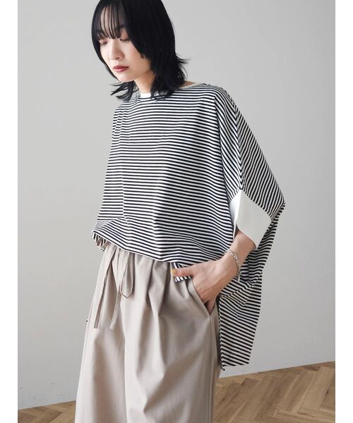 ato アトウ グリーン プルオーバー カットソー Tシャツ カーディガン セール】ドルマンカット5分袖プルオーバー（Tシャツ/カットソー