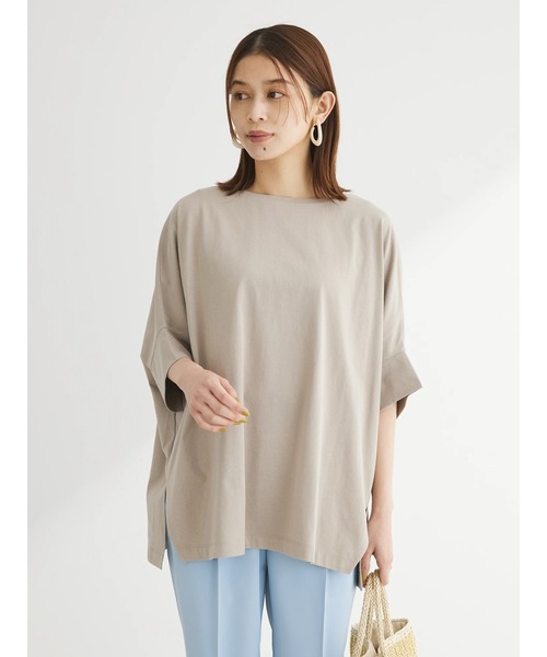 Green　Parks（グリーンパークス）の「ドルマンカット5分袖プルオーバー（Tシャツ/カットソー・レディース・ブラック/グレイッシュベージュ/カーキ/オフホワイト/その他7・FREE）」の11枚目の写真