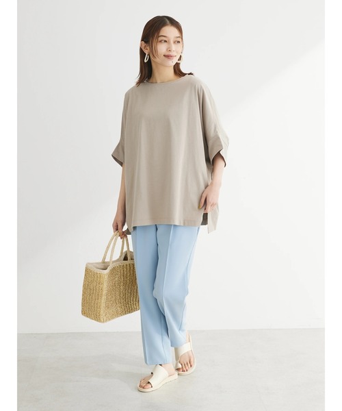 Green　Parks（グリーンパークス）の「ドルマンカット5分袖プルオーバー（Tシャツ/カットソー・レディース・ブラック/グレイッシュベージュ/カーキ/オフホワイト/その他7・FREE）」の7枚目の写真