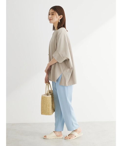 Green　Parks（グリーンパークス）の「ドルマンカット5分袖プルオーバー（Tシャツ/カットソー・レディース・ブラック/グレイッシュベージュ/カーキ/オフホワイト/その他7・FREE）」の8枚目の写真