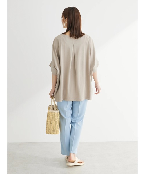 Green　Parks（グリーンパークス）の「ドルマンカット5分袖プルオーバー（Tシャツ/カットソー・レディース・ブラック/グレイッシュベージュ/カーキ/オフホワイト/その他7・FREE）」の9枚目の写真