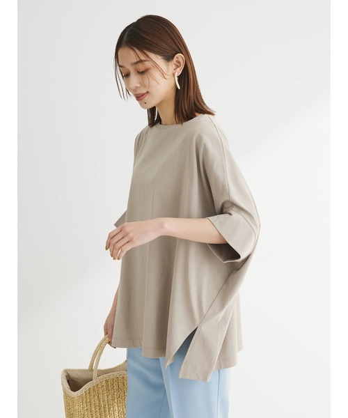 Green　Parks（グリーンパークス）の「ドルマンカット5分袖プルオーバー（Tシャツ/カットソー・レディース・ブラック/グレイッシュベージュ/カーキ/オフホワイト/その他7・FREE）」の12枚目の写真