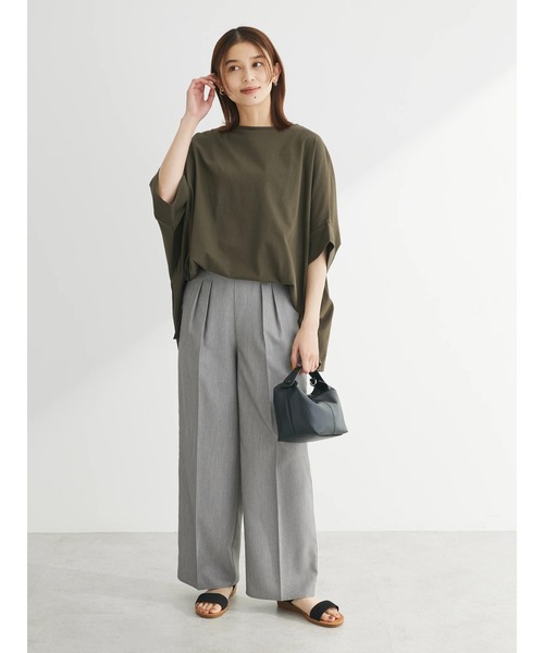 Green　Parks（グリーンパークス）の「ドルマンカット5分袖プルオーバー（Tシャツ/カットソー・レディース・ブラック/グレイッシュベージュ/カーキ/オフホワイト/その他7・FREE）」の17枚目の写真