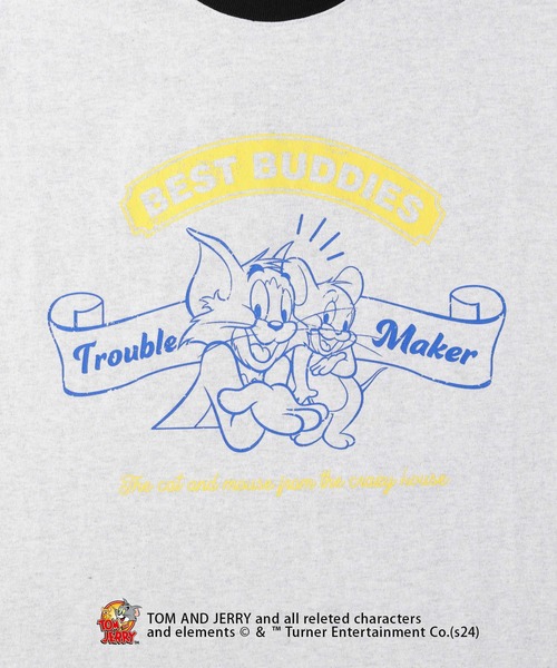 Right-on(ライトオン)の「【TOM and JERRY】ビンテージライクTシャツ(Tシャツ/カットソー・メンズ・ブラック/キナリ/ピンク/ホワイト・M/L/XL/S)」の9枚目の写真