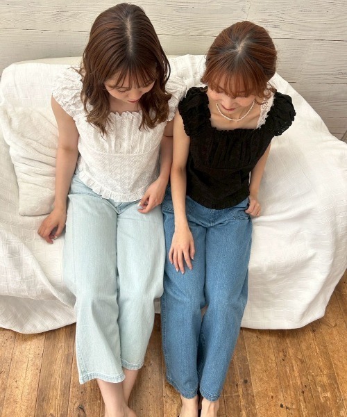 flower（フラワー）の「デニムベイカーパンツ（デニムパンツ・レディース・ライトブルー/ネイビー/ブルー・FREE）」の10枚目の写真