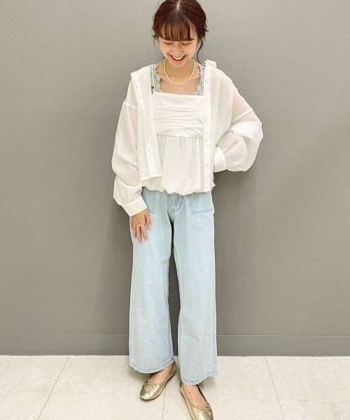 flower（フラワー）の「デニムベイカーパンツ（デニムパンツ・レディース・ライトブルー/ネイビー/ブルー・FREE）」の4枚目の写真