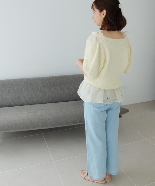 flower（フラワー）の「デニムベイカーパンツ（デニムパンツ・レディース・ライトブルー/ネイビー/ブルー・FREE）」の9枚目の写真