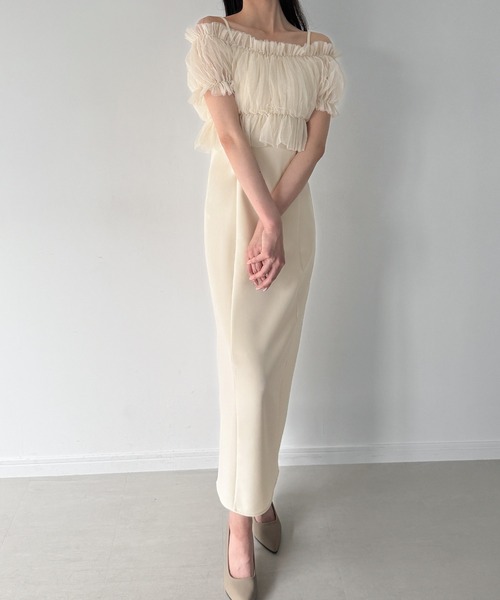 ビスチェデザインシアーチュールドレス(F LIGHT GREY): ONEPIECE